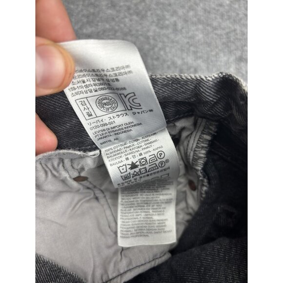 Levis 501 CT Jeans Mens 26x32 Black Distressed Tapered Button Fly Denim Ripped - Picture 10 of 11